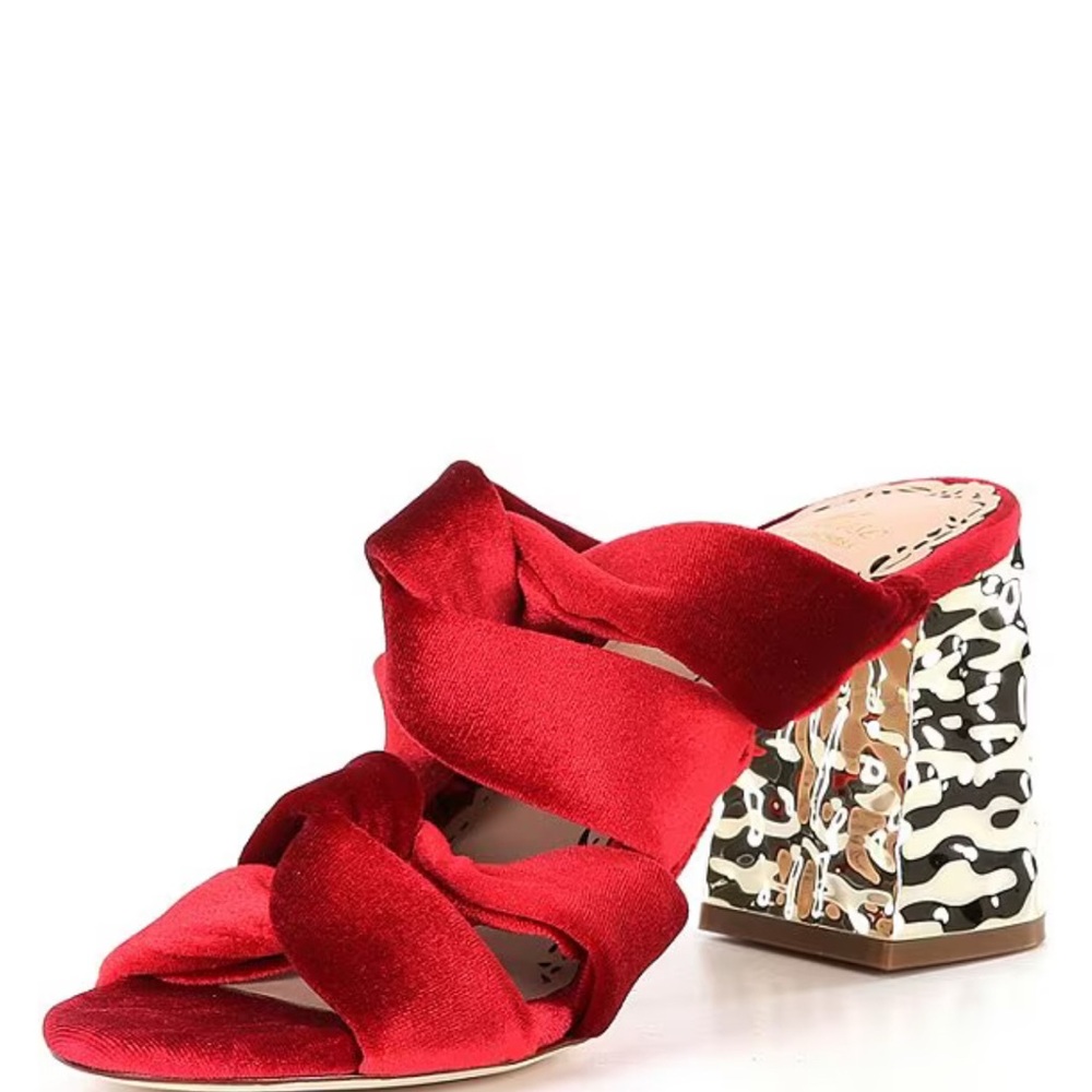 Luxurious Red Velvet Women's Sandals From Muse By Marchesa